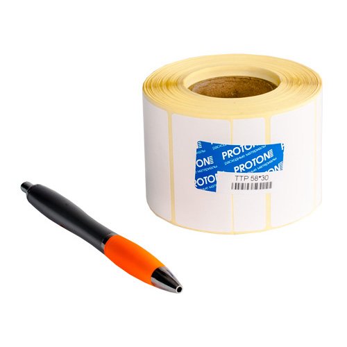 Полиэстеровая этикетка PET White TOP S8015 58 х 30 мм (1 ряд, 900 шт, втулка 40)